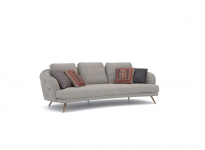 Living room sofa three-seater Chesterfield gray upholstered furniture designer furnishings
